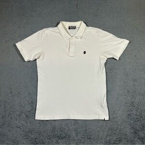 A Bathing Ape One Point White Polo Shirt Small Ape Logo Women Small Japan #1674